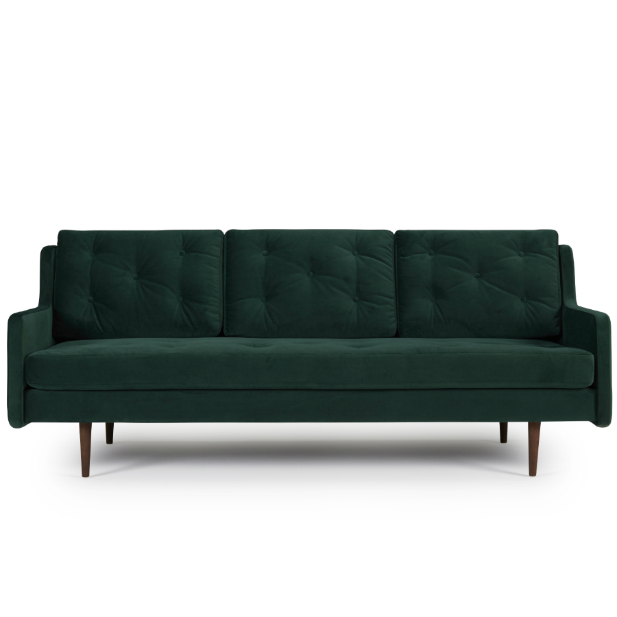 Диван трехместный Holme с ножками из дуба/ореха, темно-зеленый Kragelund 28103208603 - Вид №2