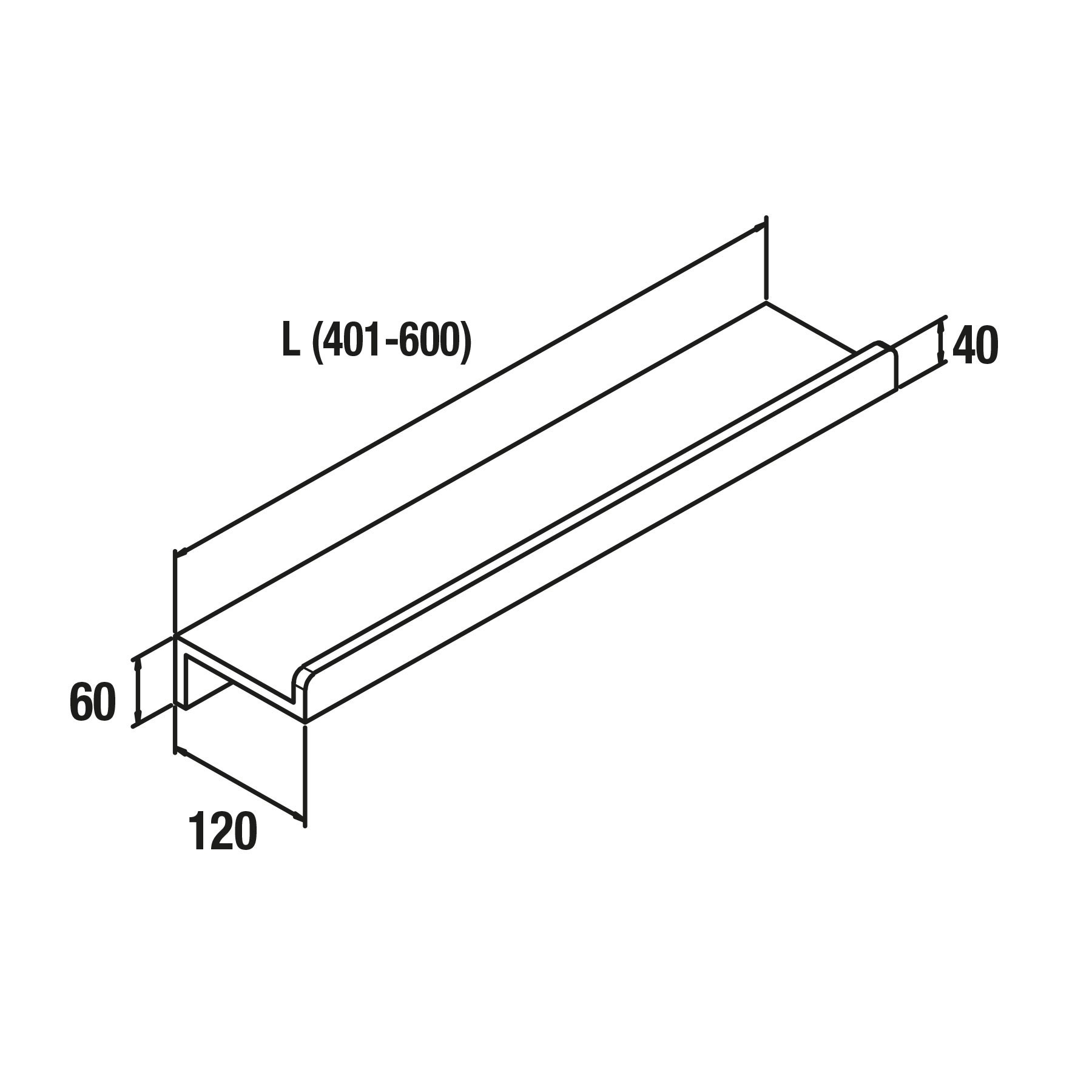 24733 SALGAR Полка 401 - 600 мм ТВЕРДАЯ ПОВЕРХНОСТЬ  - Вид №1