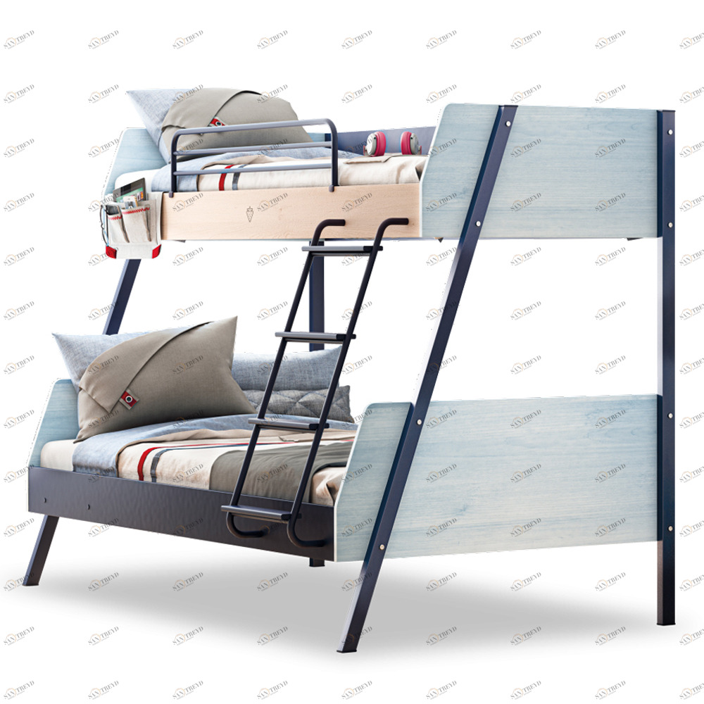 Детская двухъярусная кровать 90х200 см голубая Trio CILEK TRIO 00-3832159 Синий Santreyd