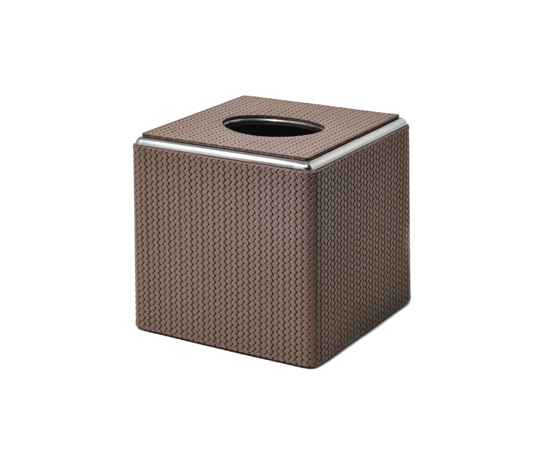 Квадратная коробка для салфеток - 14X14XH13,5 см / металлическая отделка_хром / зернистая кожа_темно-синий Pinetti 00.1344.029.003