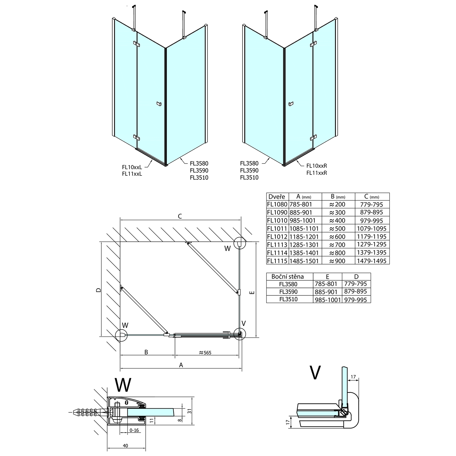 FL3510 Polysan Ширмы для душа FORTIS LINE  - Вид №1
