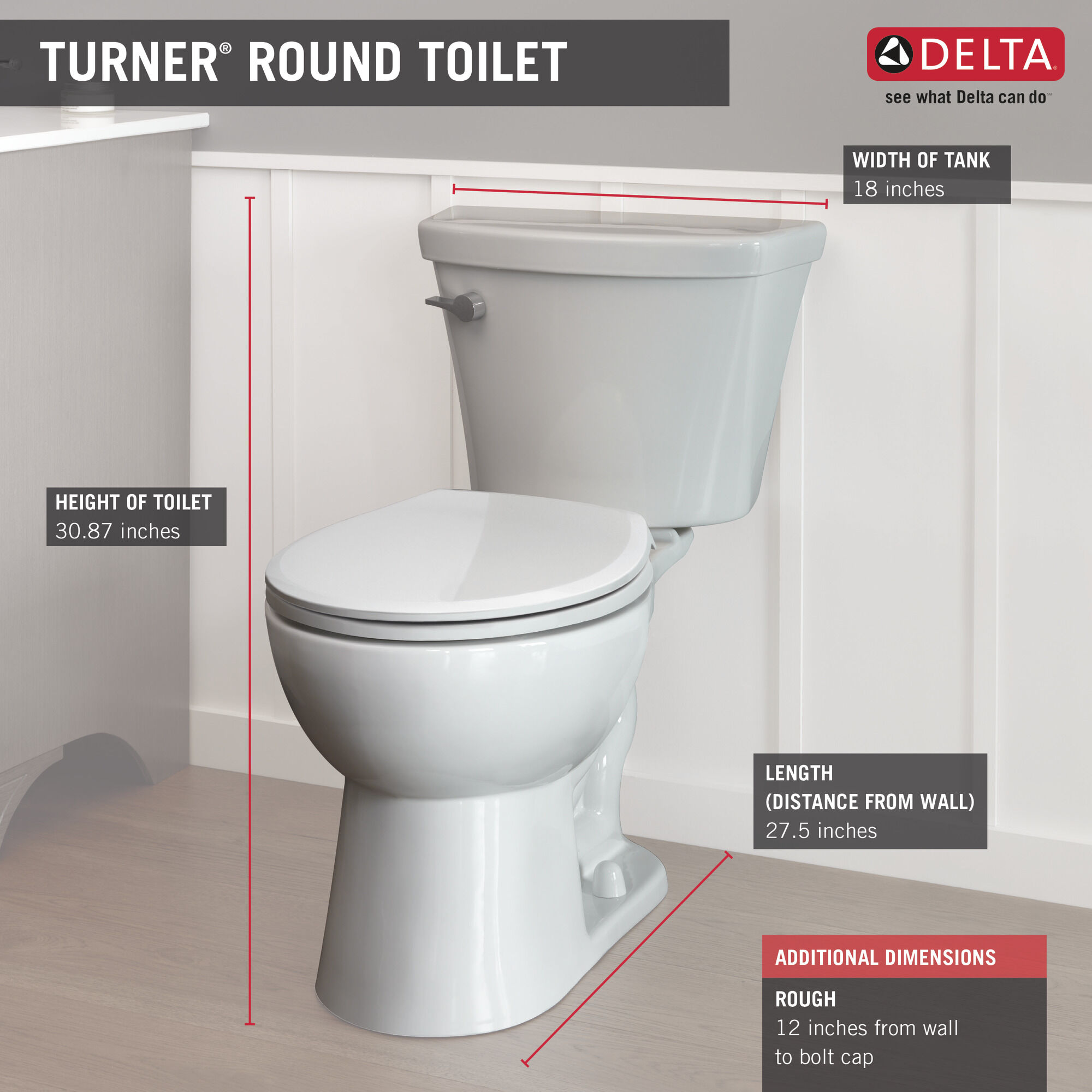 C41908-WH Круглый передний туалет Delta Faucet Turner Белый - Вид №3