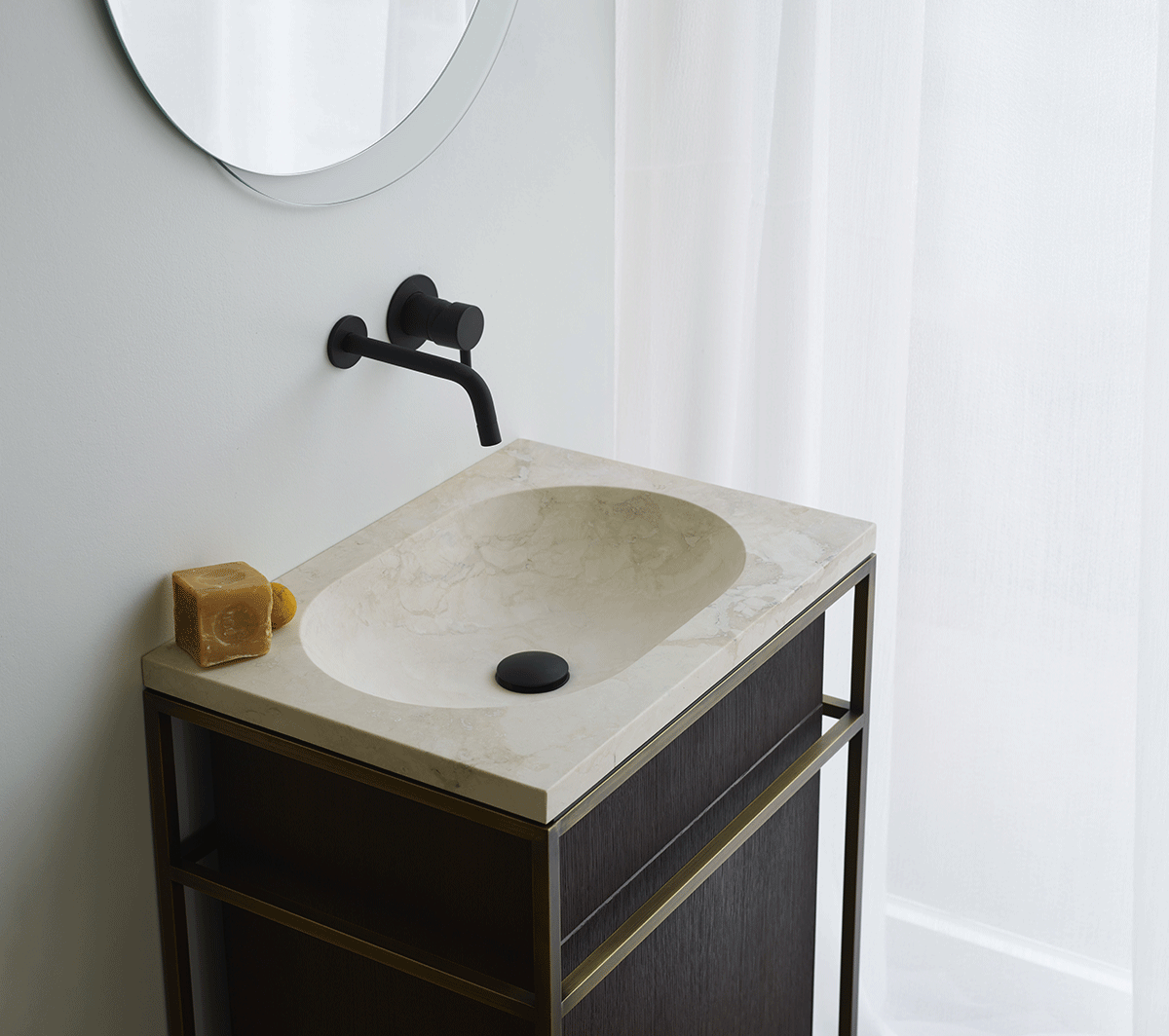 Ex.T Frame Мебель для умывальника из латуни с дубовым шкафом composizione gl1bronzo 1 - Вид №5