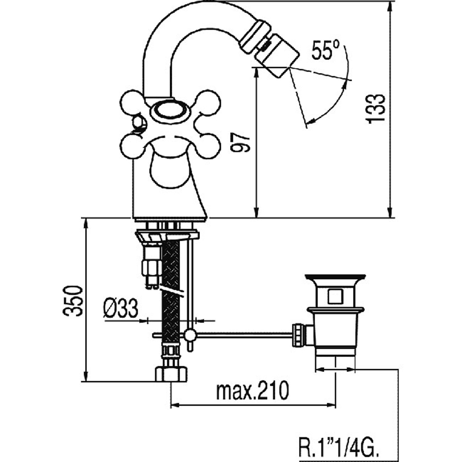 Смеситель для биде CLASIC-TRES с одним отверстием-132124 TRES  - Вид №1