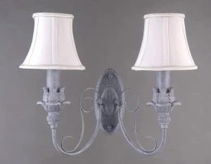 Бра с абажуром на 2 лампы белое "Элин" 1027/2W-GRWT-WT LUMIEN HALL ЭЛИН 00-3931616 Белый;серебро