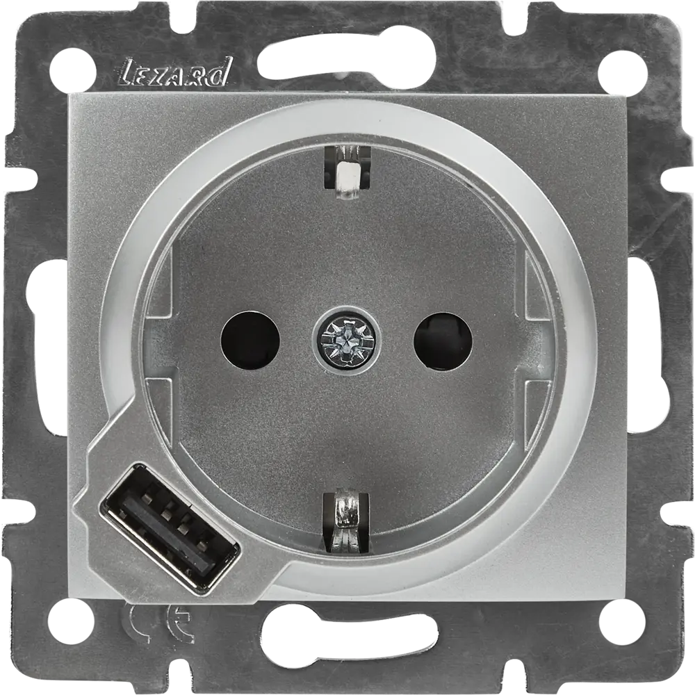 Розетка Lezard Karina с заземлением разъем USB цвет матовый серый 84408492 STLM-2135488 