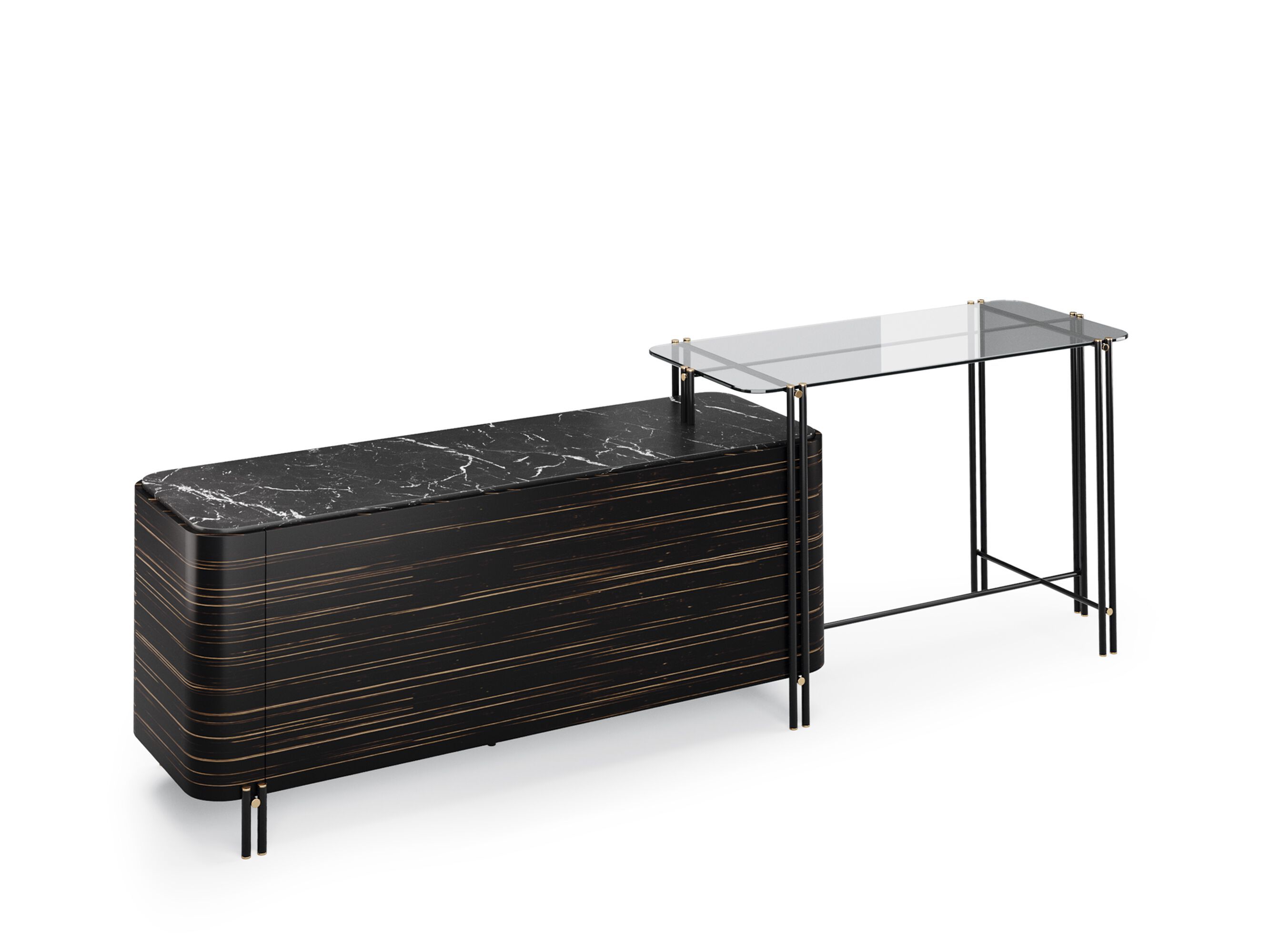 Деревянный и стеклянный барный шкаф PRADDY Natur ARCH-00124682 - Вид №1