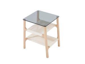 Журнальный столик / тумбочка из дерева и стекла