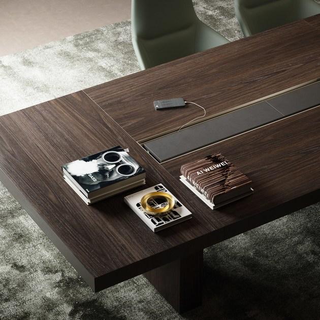 PROF Модульный деревянный стол для совещаний прямоугольной формы с системой прокладки кабелей Block 2.0 sun-id-1369355 - Вид №2