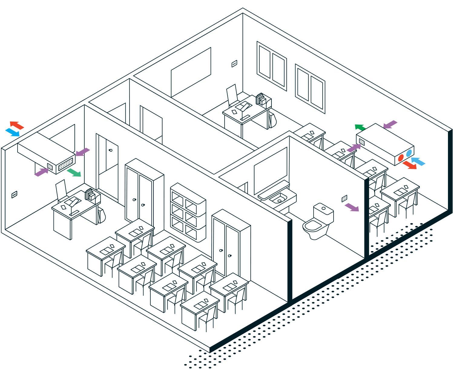 Децентрализованный блок вентиляции с двойным потоком Irsap IRSAIR H IN ARCH-00046487 - Вид №1