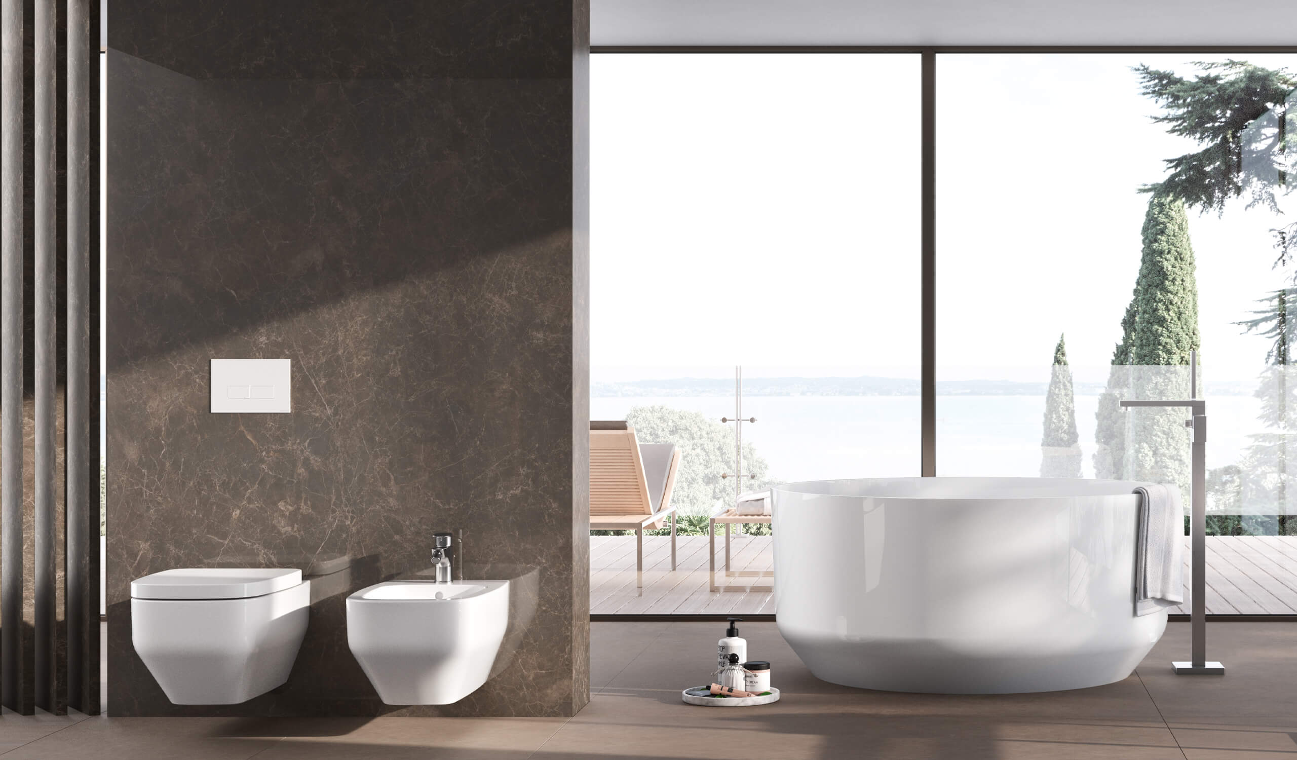 Круглая ванна в центре комнаты в mineraltek Gruppo Geromin Fio ARCH-00080603 - Вид №2