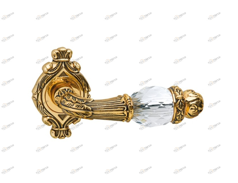 0R7141.000.44 Набор дверных ручек на розах с кристаллами сваровски Мат античная латунь Mestre 