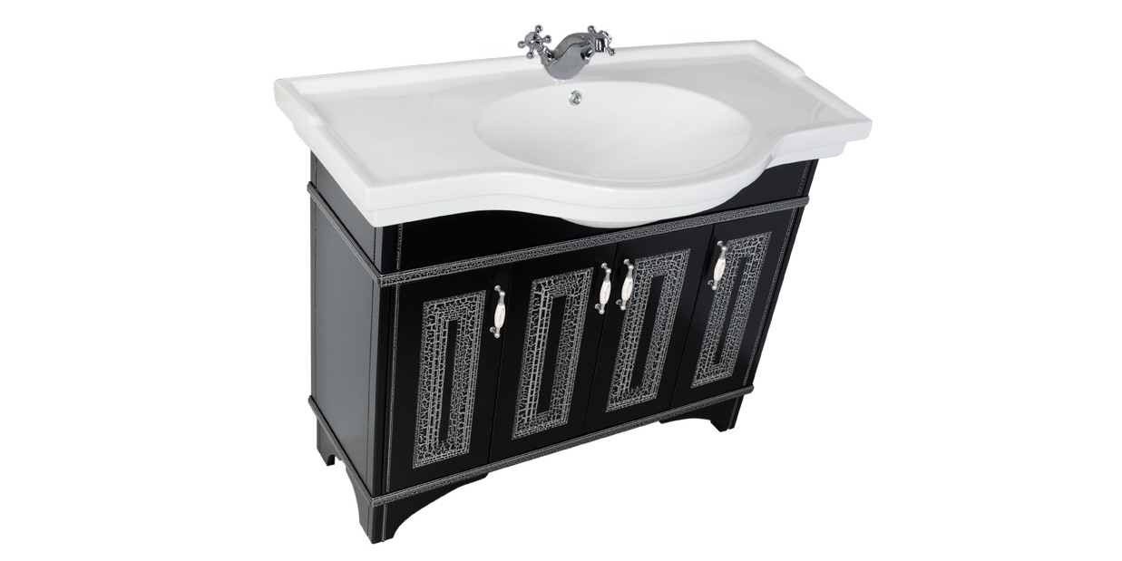 Комплект мебели Aquanet Валенса 110 черный краколет/серебро 00180450 - Вид №3