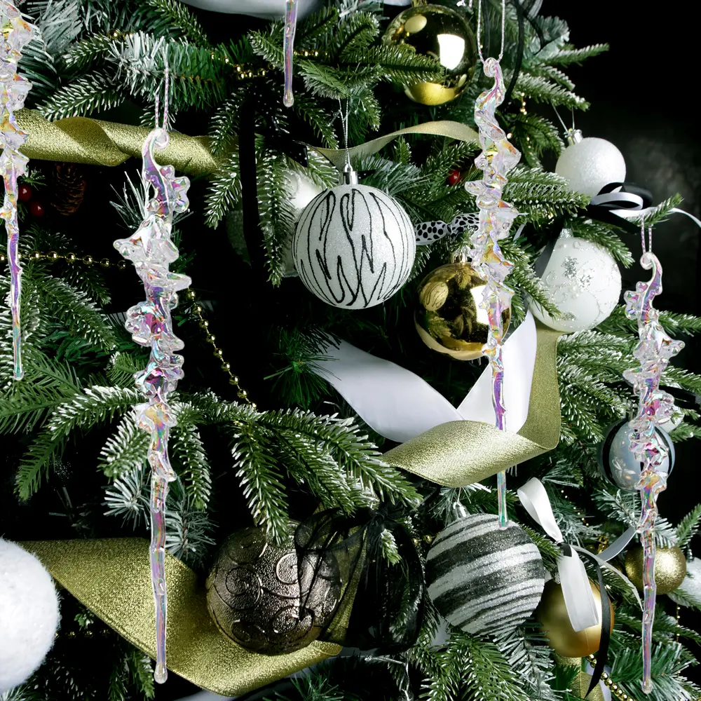 89381695 Украшение елочное Сосульки разноцветный 4 шт h15 см STLM-1436032 Santreyd  - Вид №2