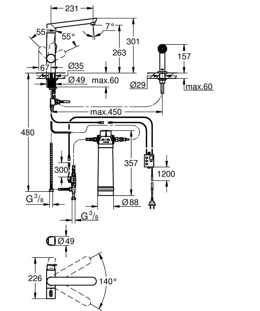 31354DC1 Комплект со смесителем для кухни Grohe BLUE - Вид №1