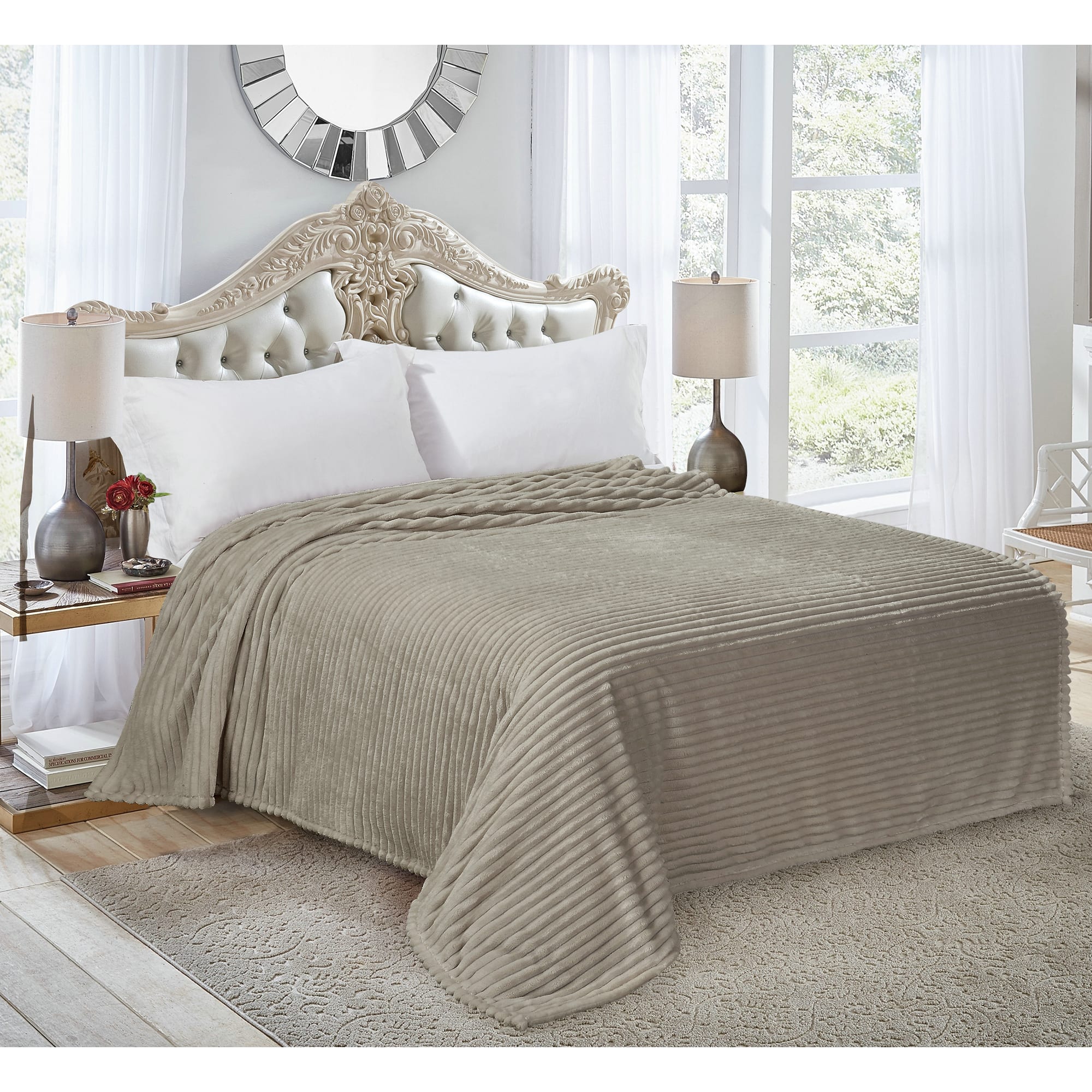 83706329 Плед 150x200 см велсофт цвет бежевый Strips Santreyd - Вид №4