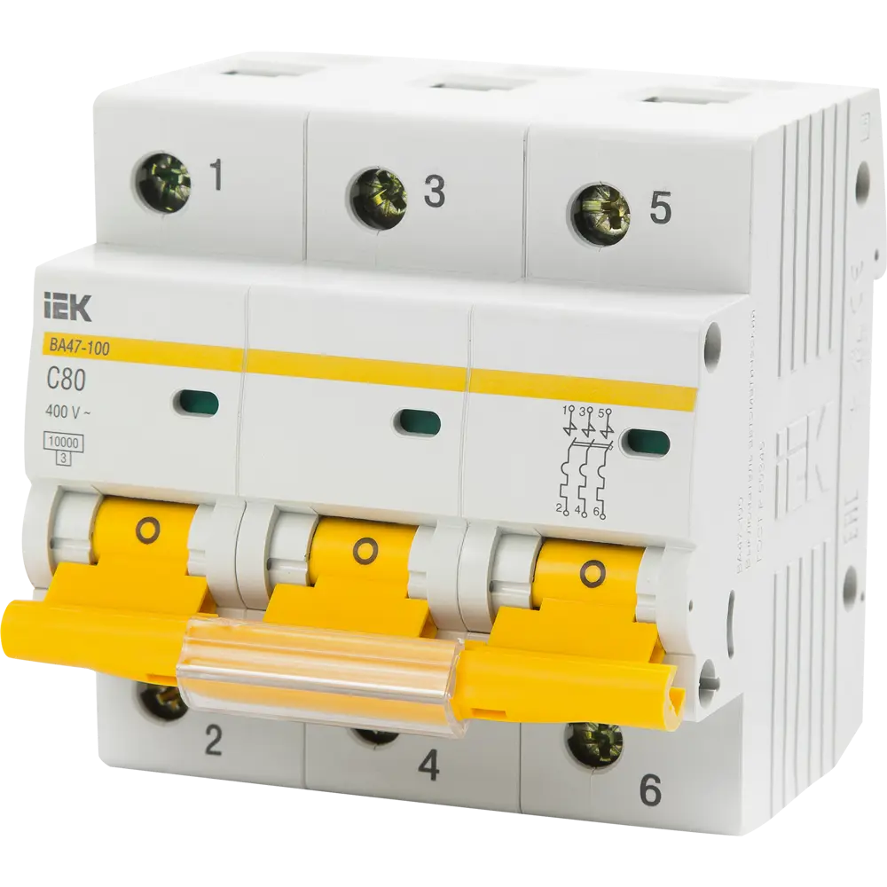 Автоматический выключатель IEK ВА47-80 3Р C80 А 10 кА 82207918 STLM-2055263  - Вид №1