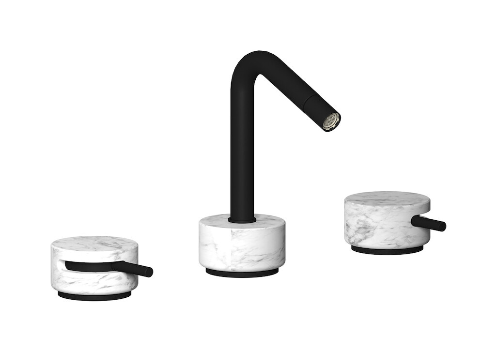 Смеситель для биде на 3 отверстия с донным клапаном WE ARE IB mr393np_1 Matt Black Marmo