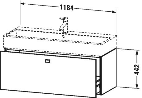 BR405704949 Тумбочка подвесная Brioso #BR4057 1184 x 459 мм Графит матовый, декор Duravit - Вид №1