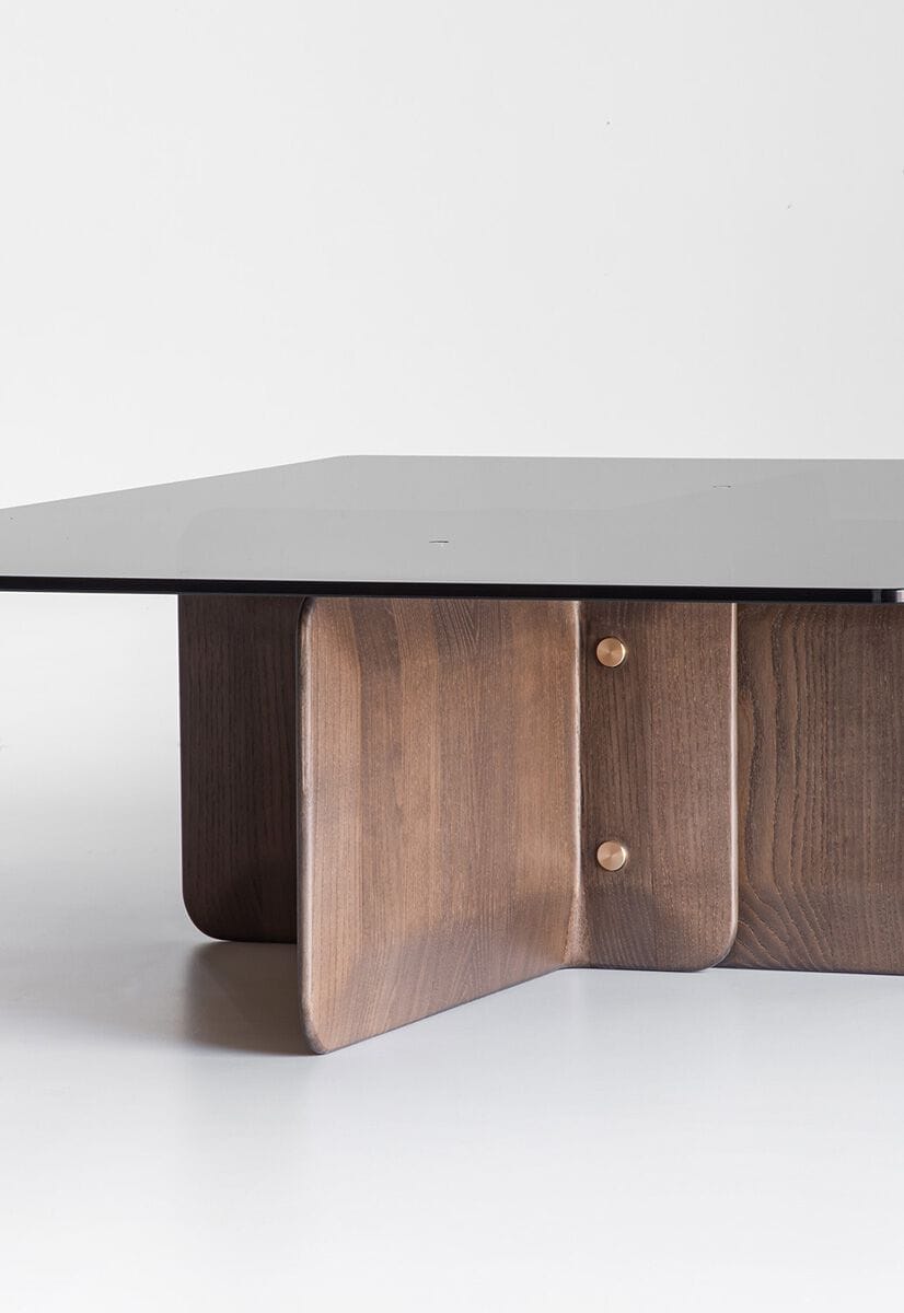 Журнальный столик из дерева и стекла Potocco Shape ARCH-00139066 - Вид №1