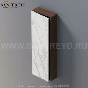 LIFT Модульный шкаф 120 см с левой дверью на доводчиках. Модули могут располагаться горизонтально и вертикально. Отделка: коричневый дуб и белый мрамор. AMOB054MCRUSX