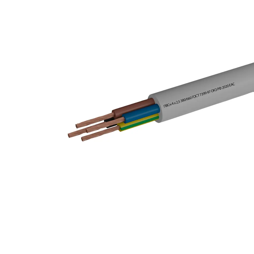 Провод Камит ПВС 4x2.5 50 м ГОСТ цвет белый 18840921 STLM-2105754 