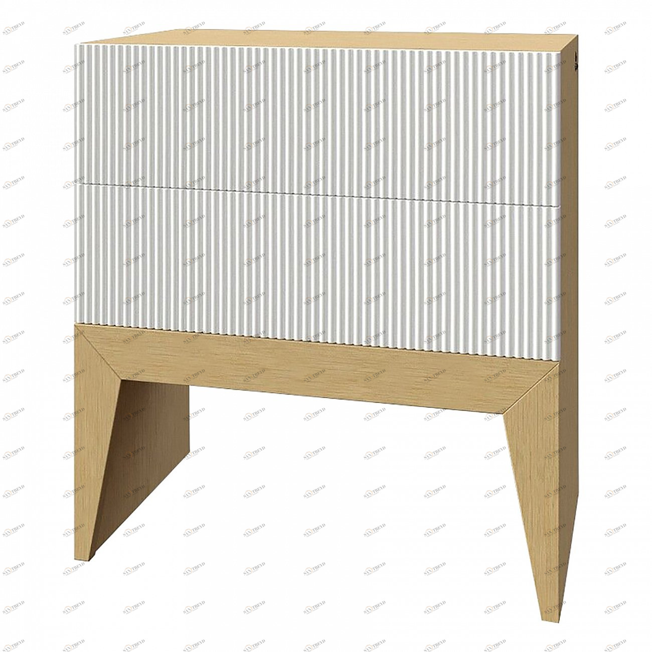 Тумбочка прикроватная с 2 ящиками и рисунком "Полоска" Still New BRAGIN DESIGN  256441 Белый 