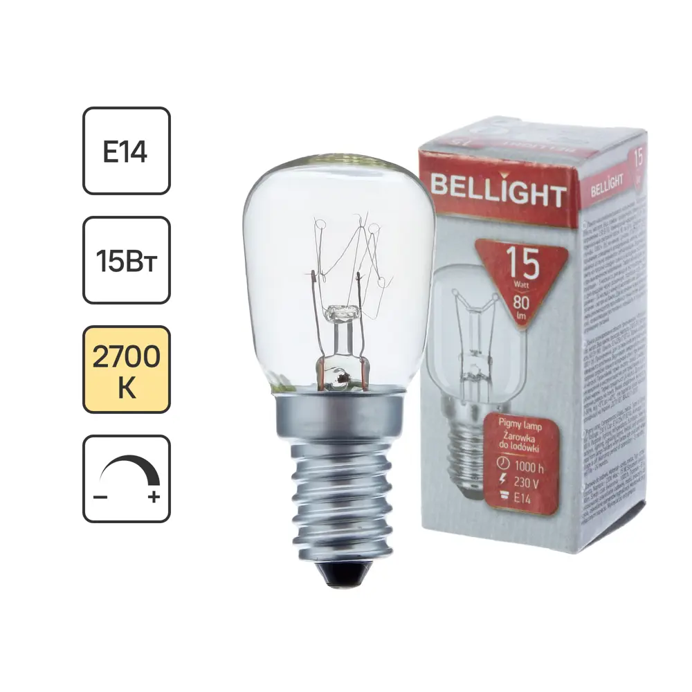 Лампа Bellight E14 для холодильника 15Вт теплый свет 13818338 STLM-1546089