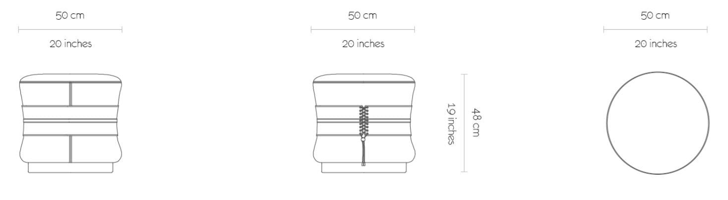 Круглый бархатный пуф MORADA стяжка ARCH-00059645 - Вид №3