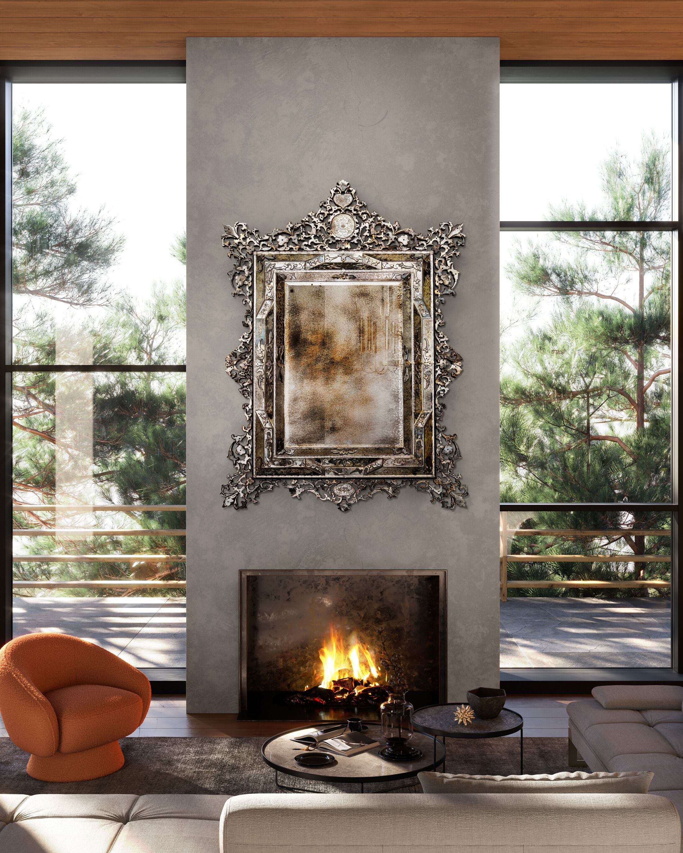 Настенное зеркало со стеклянной рамкой ARTE VENEZIANA DONATO ARCH-00094114 - Вид №3