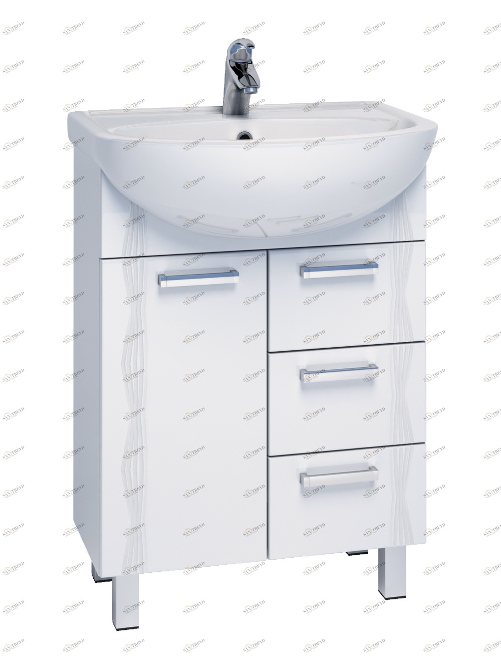 Тумба с раковиной Atlantic-3 600 (Уют)600⨉300⨉830 мм белый Santreyd sun-id-665192