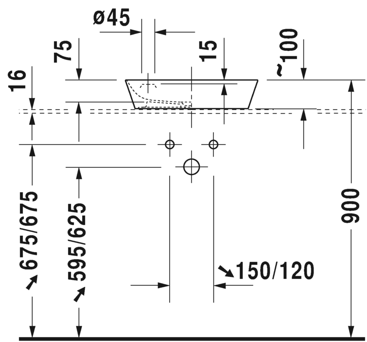 2340460000 Подвесная раковина настенная овальная Duravit Cape Cod - Вид №2