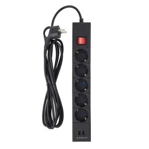 Удлинитель бытовой Duwi 32080 5 розеток с заземлением 3x1.5 мм 3 м цвет черный