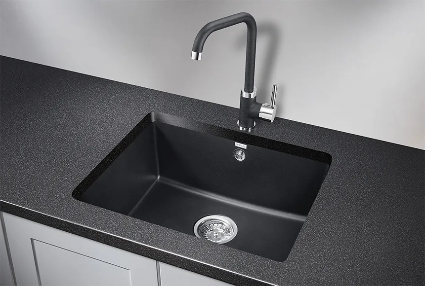 5551, ШВАРЦ (чёрный металлик), кухонная мойка, кварц GRANULA 5551-ST209