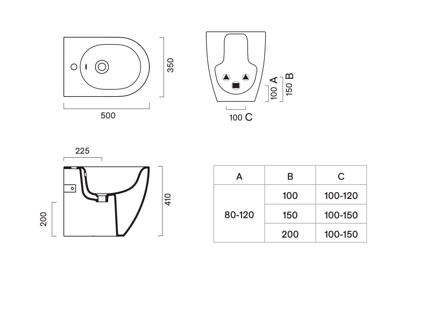 Биде провода стены с переливом пола CERAMICA CATALANO сфера ARCH-00104086 - Вид №3