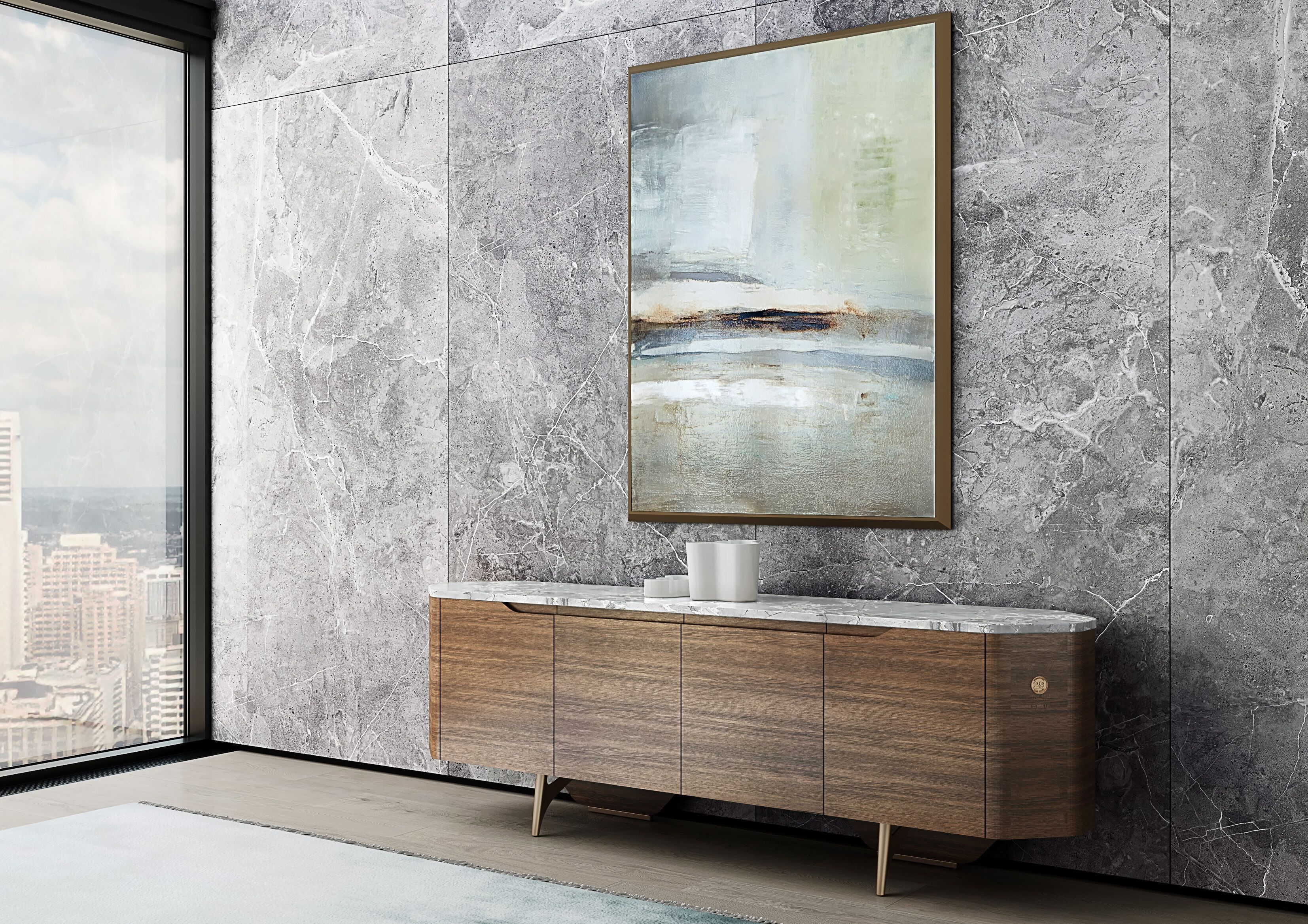 Мадия из ореха Каналетто и мраморная вершина 29 MILANO Ground ARCH-00029207 - Вид №1