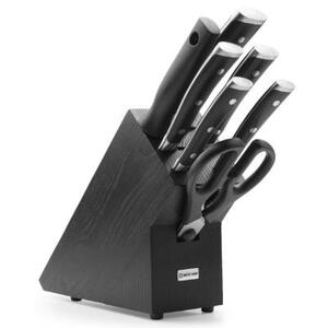 Набор кухонных ножей Classic Ikon: мусат, ножницы на темной деревянной подставке, 5 шт.