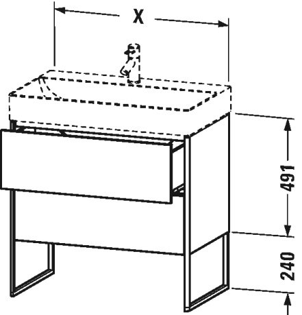 XS444200909 XSquare Тумбочка напольная Светло-голубой матовый декор Duravit - Вид №3