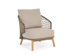 Веревочное и тканевое садовое кресло с подлокотниками