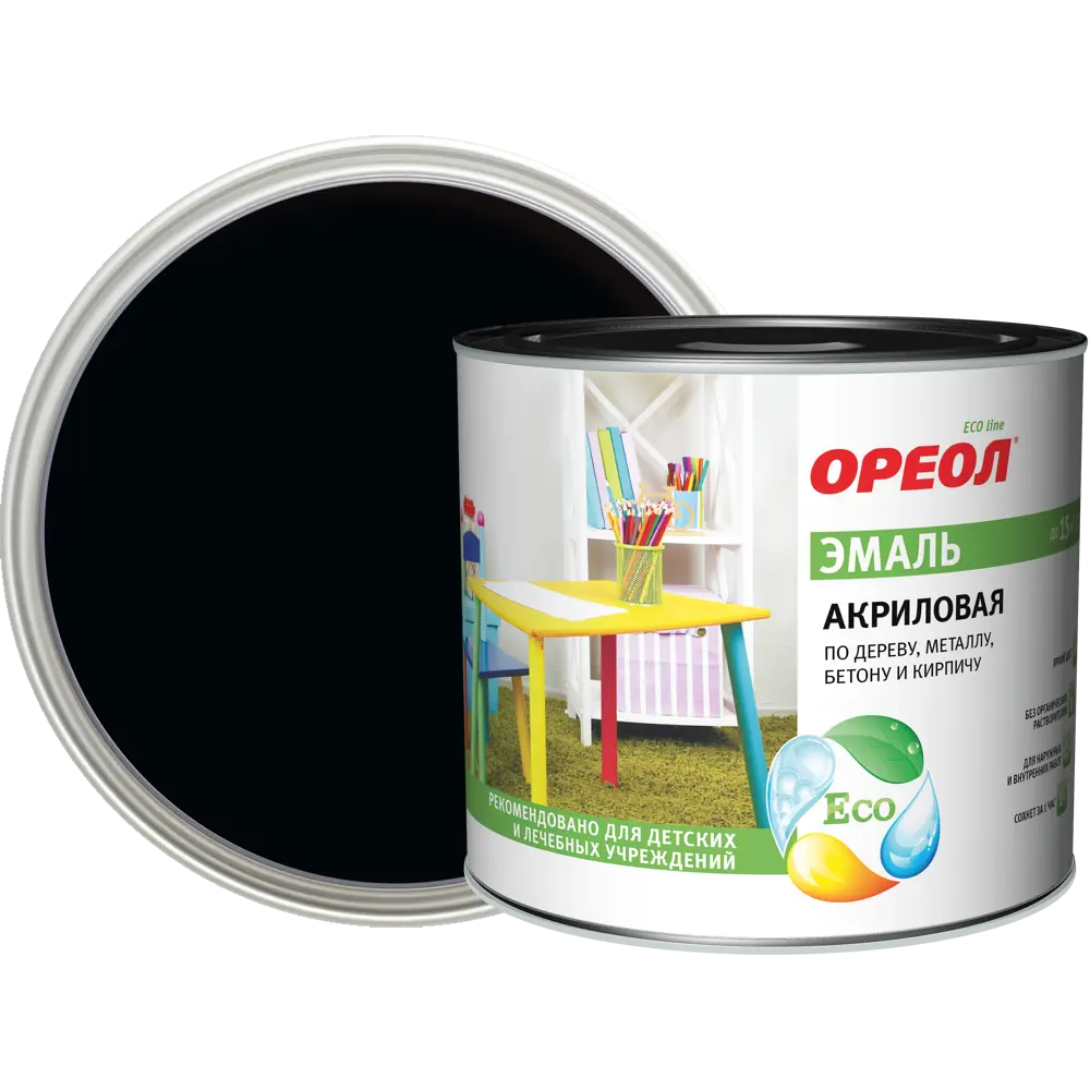 Эмаль акриловая Ореол матовая цвет чёрный 1.9 кг 84439815 STLM-2104267 