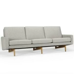 Диван трехместный Egsmark с мягкими подлокотниками, лакированный дуб, темно-песочный