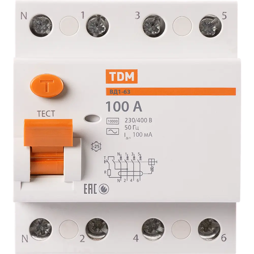 УЗО TDM Electric ВД1-63 4P 100А с защитой от перепадов напряжения 84399443 STLM-0049227