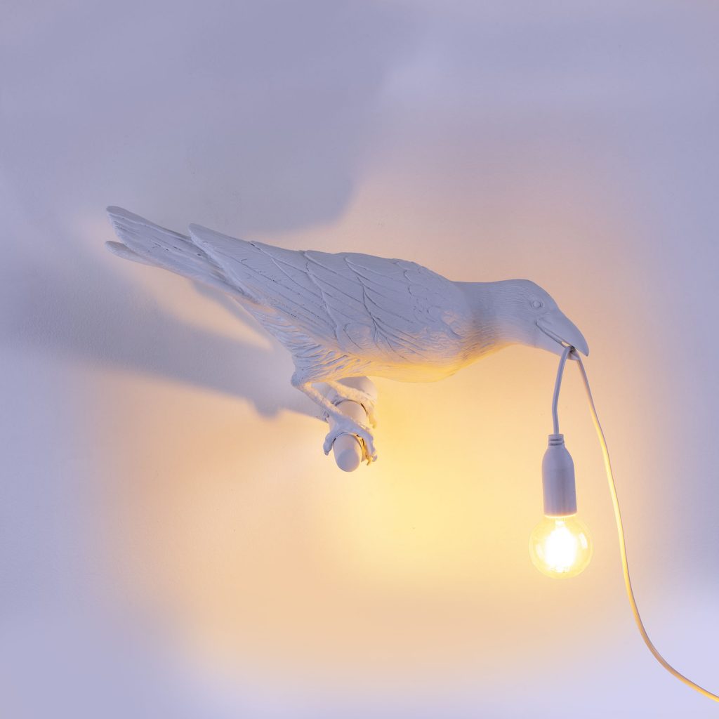 Светильник настенный белый Bird Lamp White Looking Right 14731 SELETTI С ПТИЧКОЙ 00-3882935 Белый  - Вид №1