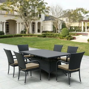 Обеденная группа плетеная черная на 6 персон Gopi AFINA  241102 Черный