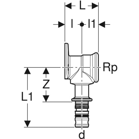 GEBERIT 612.306.00.5 Водорозетка проходная Geberit Mepla 90°, с уступом  - Вид №2