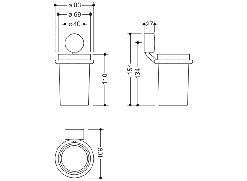 815.04.11065 Стеклянная кружка с держателем HEWI Halter und Becher  - Вид №4