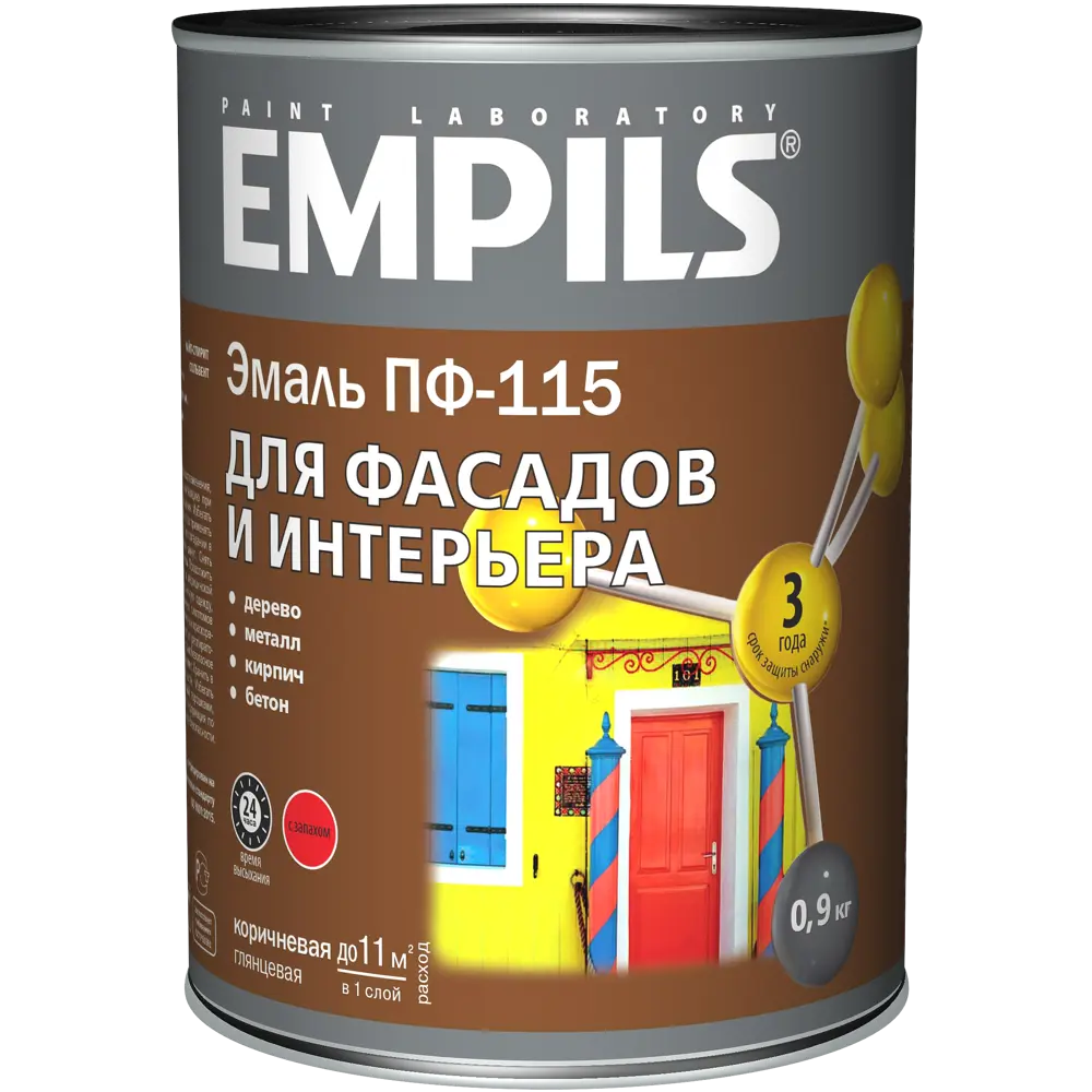 Эмаль ПФ-115 Empils PL глянцевая цвет коричневый 0.9 кг STLM-2069302 - Вид №1