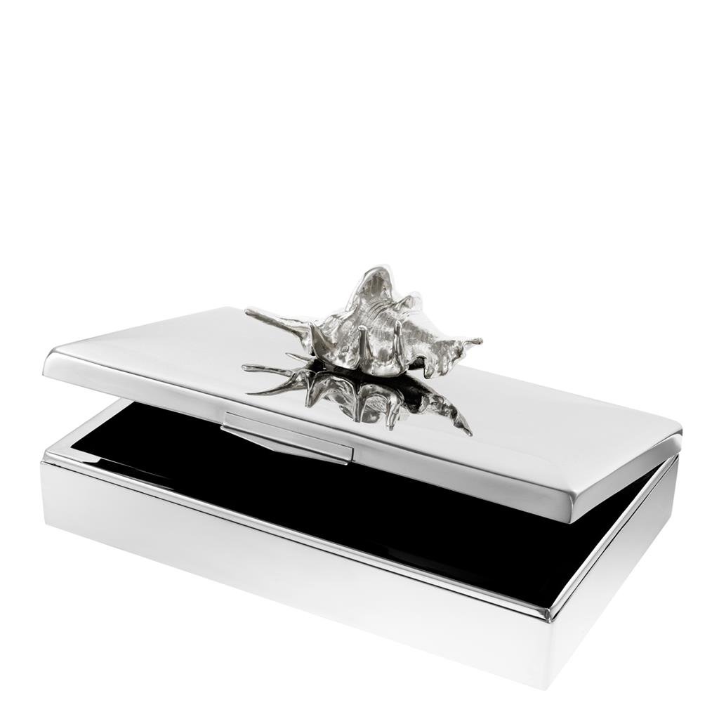 Шкатулка стальная 22з33 см серебряная Box Rectangular Aloha EICHHOLTZ  00-3882482 Серебро  - Вид №1