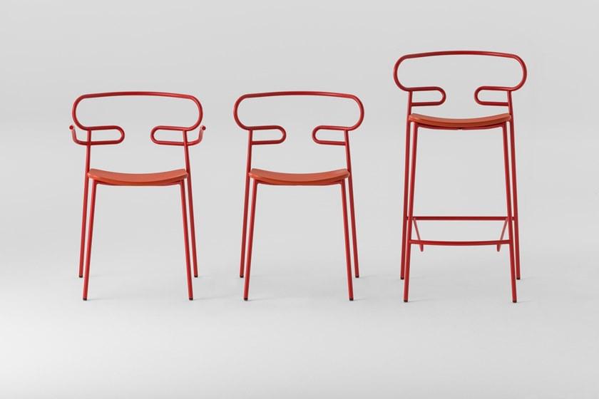 TrabA' Табурет из металла и полиуретана с подставкой для ног Genoa 0049-met-pu - Вид №5