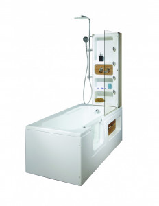 660642 001 00  Twinéo Wellness ванна с дверью, полностью оборудованная колонной и душевой перегородкой, гидромассаж, 170 x 80 см Valentin